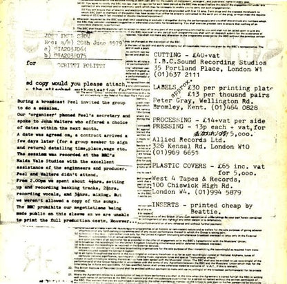 Scritti Politti : 2nd Peel Session (7", EP)