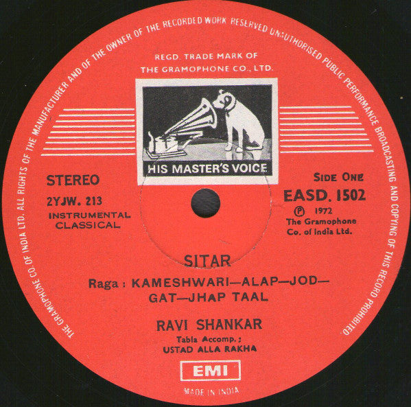 Ravi Shankar : Ragas: Kameshwari • Gangeshwari  • Rangeshwari (LP, Album, RE)