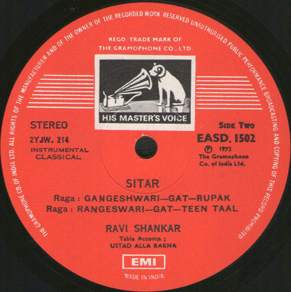 Ravi Shankar : Ragas: Kameshwari • Gangeshwari  • Rangeshwari (LP, Album, RE)