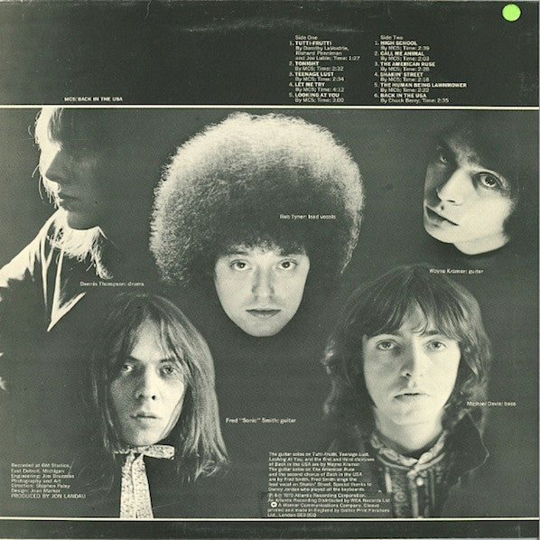 MC5 : Back In The USA (LP, Album, RE)