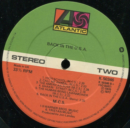 MC5 : Back In The USA (LP, Album, RE)