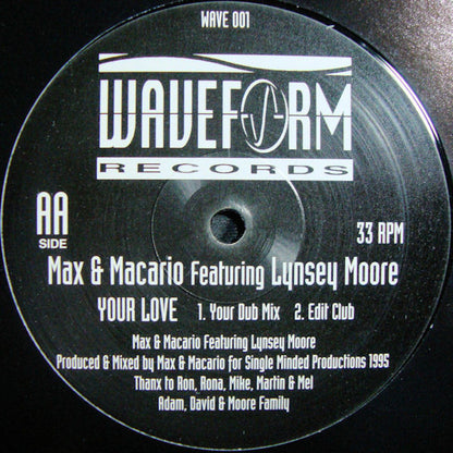 Max & Macario Featuring Lynsey Moore : Your Love (12")