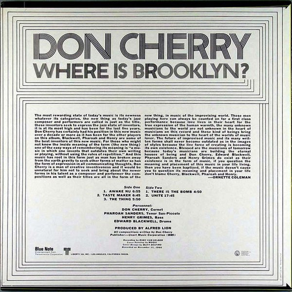 Don Cherry : Where Is Brooklyn? LP, Album (VG+ / VG) - Dig Vinyl