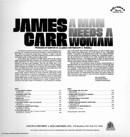 James Carr : A Man Needs A Woman (LP, Album, RE)