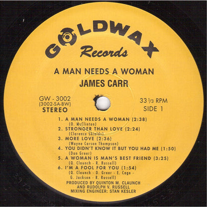 James Carr : A Man Needs A Woman (LP, Album, RE)