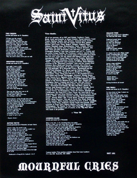Saint Vitus : Mournful Cries (LP, Album, RE)