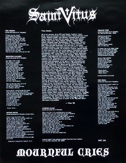 Saint Vitus : Mournful Cries (LP, Album, RE)