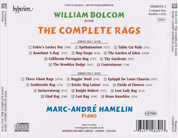 William Bolcom, Marc-André Hamelin : The Complete Rags (2xCD, Album)