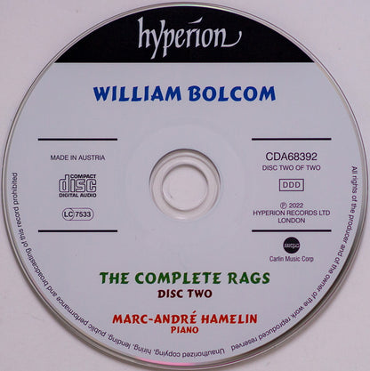 William Bolcom, Marc-André Hamelin : The Complete Rags (2xCD, Album)