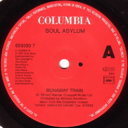 Soul Asylum (2) : Runaway Train (7", Single, Sol)