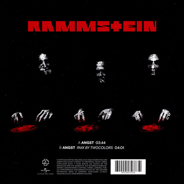 Rammstein : Angst (7", Single, Red)