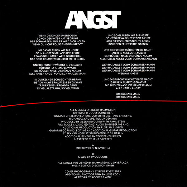 Rammstein : Angst (7", Single, Red)