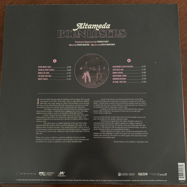 Altameda : Born Losers (LP, Album, Pin)