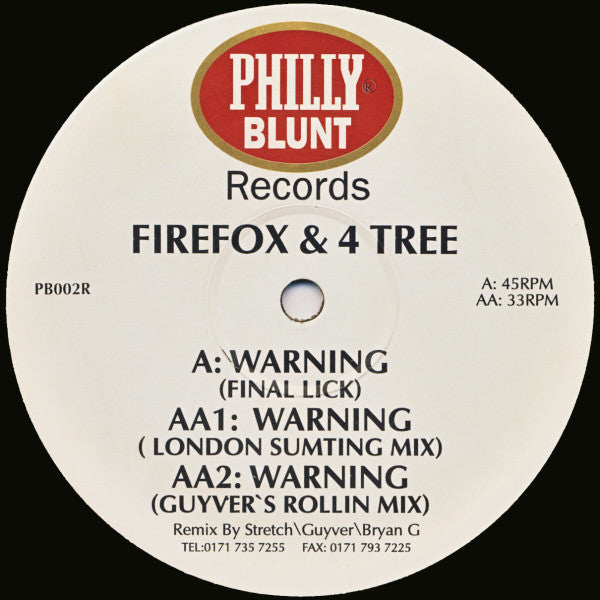 Firefox & 4 Tree* : Warning (Remixes) (12")