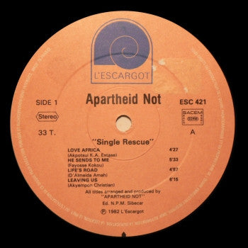 Apartheid Not : Single Rescue (LP, Album)