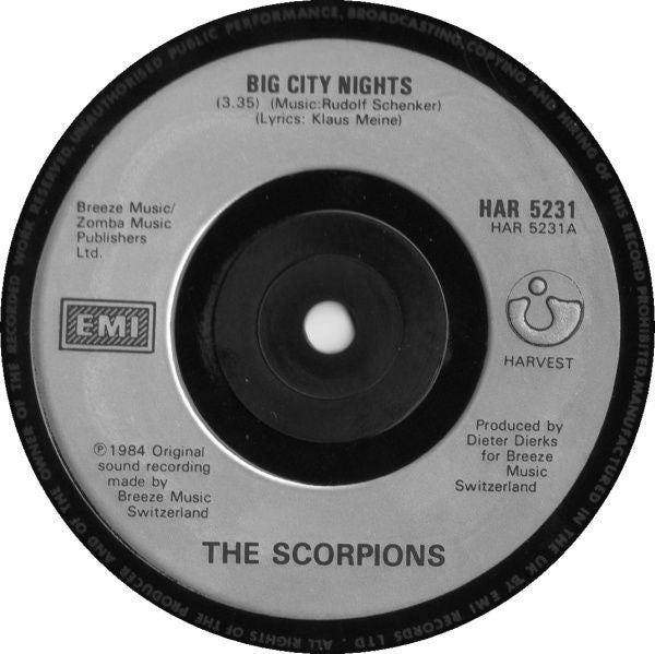 Scorpions : Big City Nights (7", Sil)