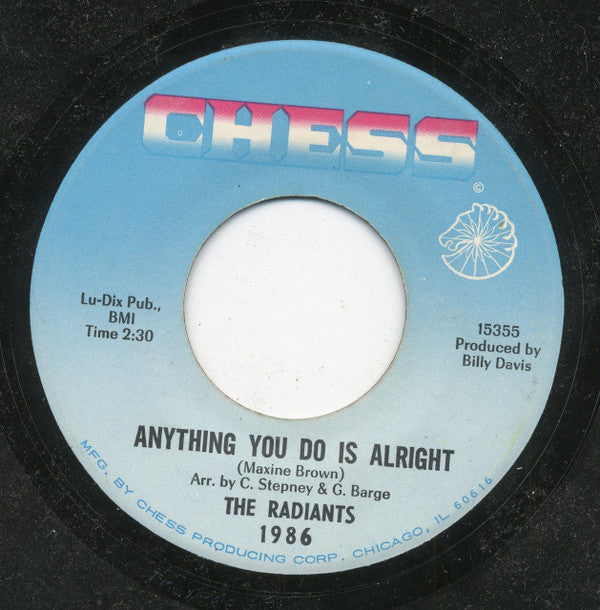 The Radiants : Anything You Do Is Alright / (Don't It Make You) Feel Kind Of Bad (7", Single, Mono)
