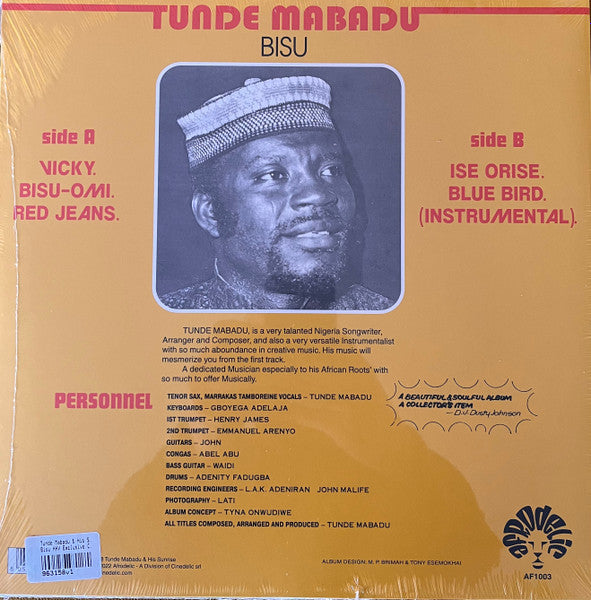 Tunde Mabadu & His Sunrise* : Bisu (LP, Album, Ltd, RE, Cle)