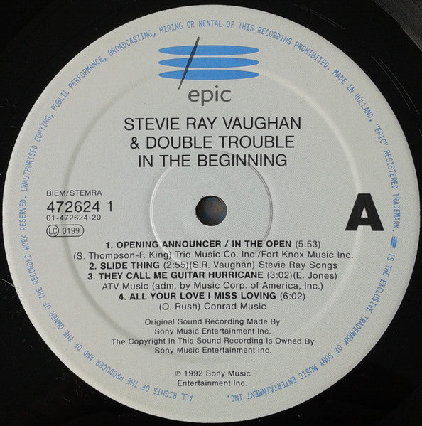 Stevie Ray Vaughan And Double Trouble* : In The Beginning (LP, Album)