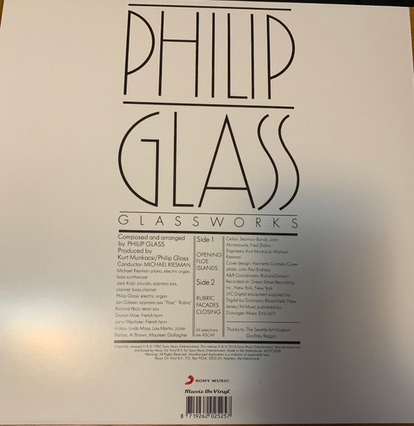 Philip Glass : Glassworks (LP, Album, Ltd, Num, RE, Cle)