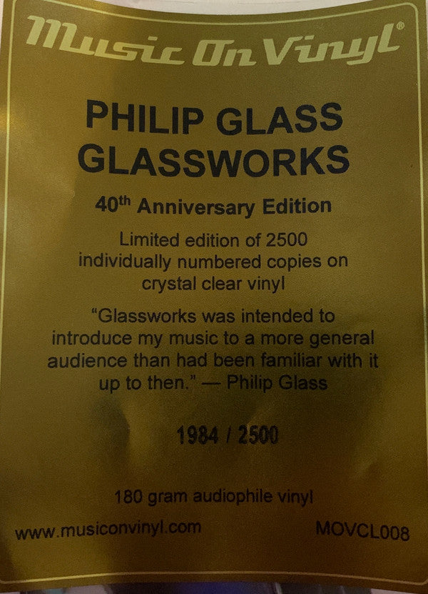 Philip Glass : Glassworks (LP, Album, Ltd, Num, RE, Cle)