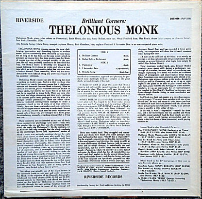 Thelonious Monk With Sonny Rollins, Ernie Henry And Clark Terry : Brilliant Corners (LP, Album, Mono, RE)