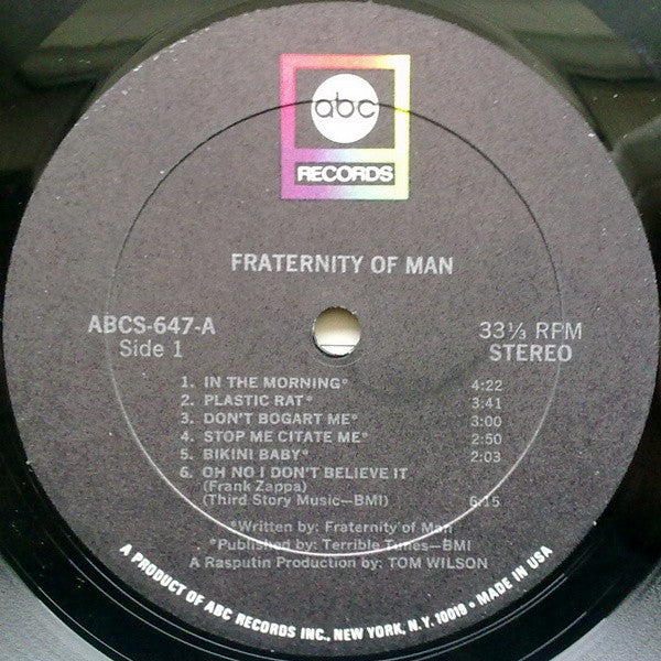 The Fraternity Of Man : The Fraternity Of Man (LP, Album)