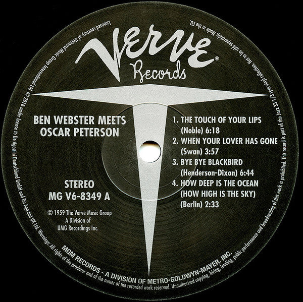 Ben Webster meets Oscar Peterson : Ben Webster Meets Oscar Peterson (LP, Album, RE, 180)