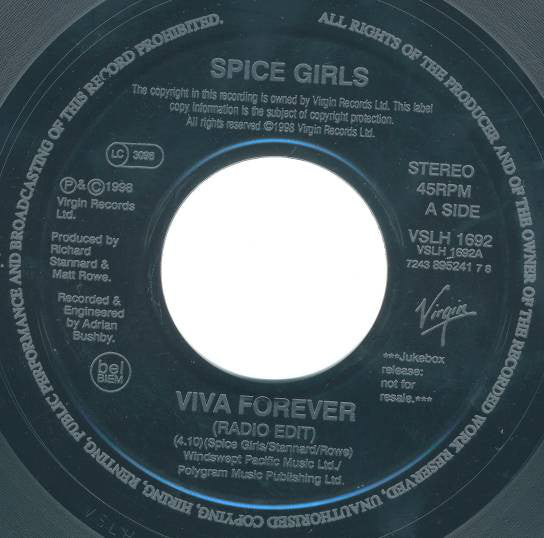 Spice Girls : Viva Forever (7", Single, Jukebox)
