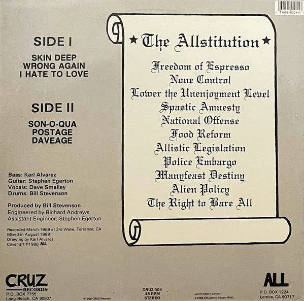 ALL (2) : Allroy For Prez (12", EP)