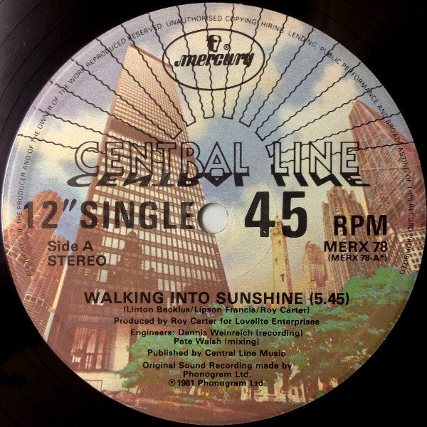 Central Line : Walking Into Sunshine / That's No Way To Treat My Love (12", UK )