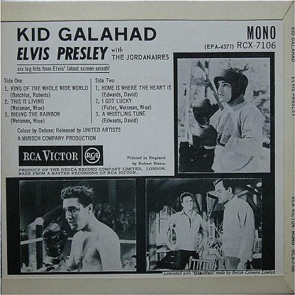 Elvis Presley : Kid Galahad (7", EP, Mono)