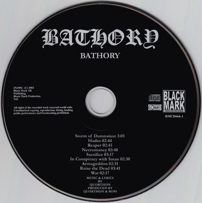 Bathory : Bathory (CD, Album, RE, RM, RP)