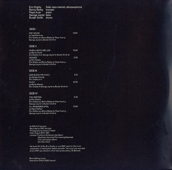 Eric Dolphy : Berlin Concerts (2xLP, Album)