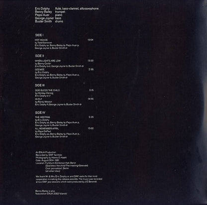 Eric Dolphy : Berlin Concerts (2xLP, Album)