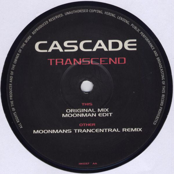 Cascade : Transcend (Moonman's Trancentral Remix) (12")