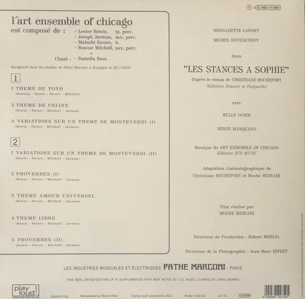 Art Ensemble Of Chicago* : Bande Sonore Originale Du Film "Les Stances À Sophie" (LP, Album, Ltd, RE, RM)