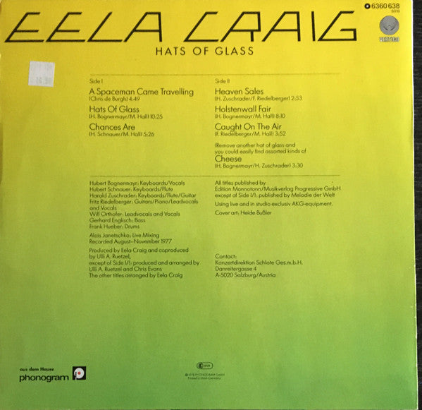 Eela Craig : Hats Of Glass (LP, Album)