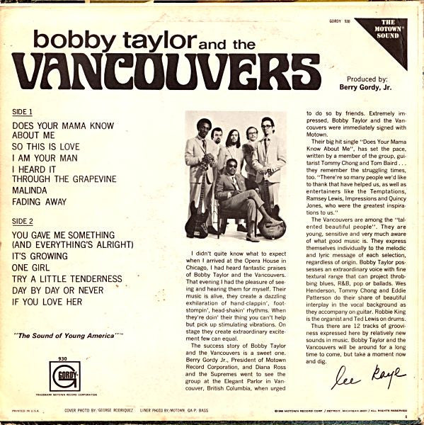 Bobby Taylor & The Vancouvers : Bobby Taylor And The Vancouvers (LP, Album, Hol)