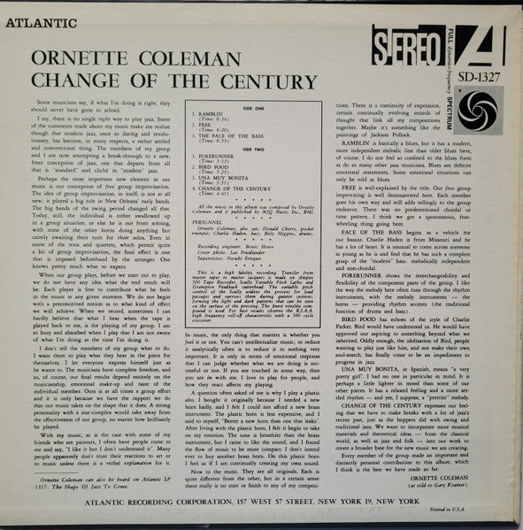 Ornette Coleman : Change Of The Century (LP, Album, RE)