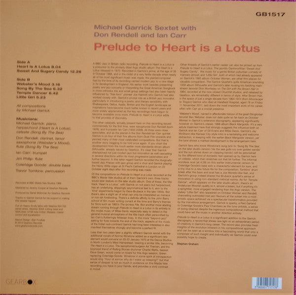 The Michael Garrick Sextet With Don Rendell And Ian Carr : Prelude To Heart Is A Lotus (LP, Album, RE, RP, 180)