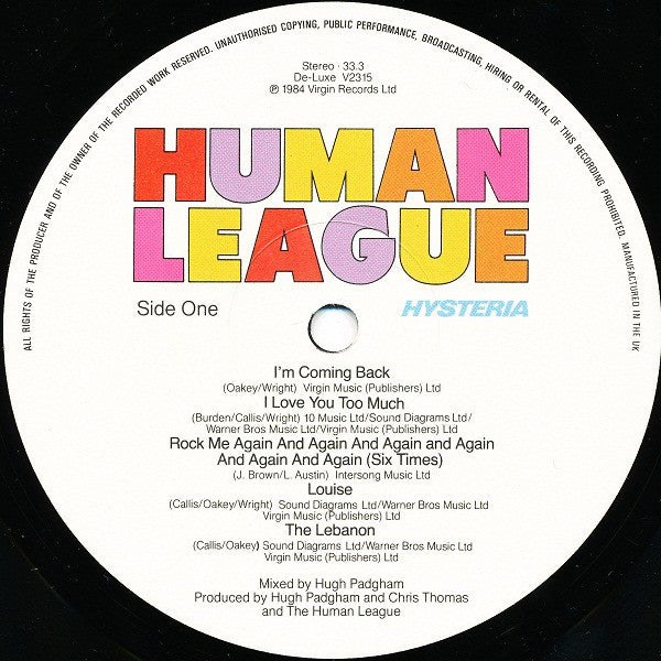 Human League* : Hysteria (LP, Album, Gat)