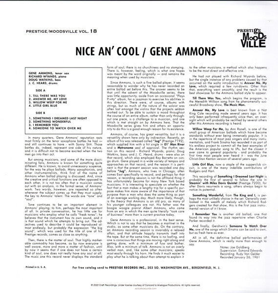 Gene Ammons : Nice An' Cool (LP, Album, Ltd, RE, RP, 180)