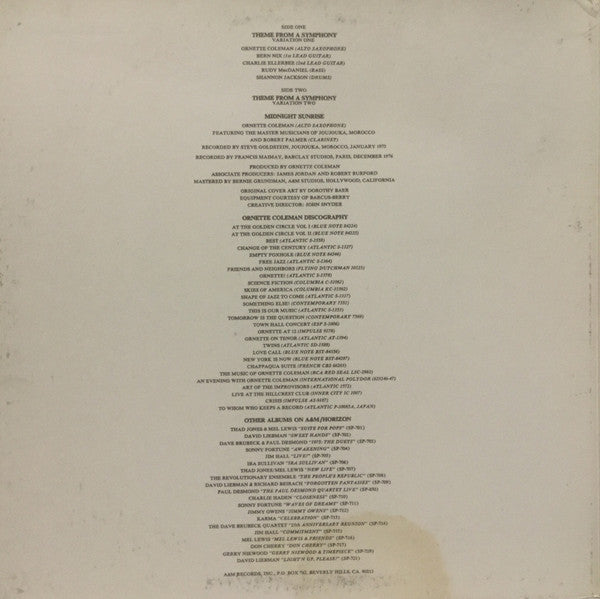 Ornette Coleman : Dancing In Your Head (LP, Album, Promo, Ter)