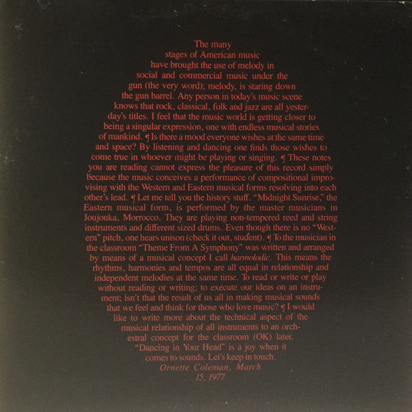 Ornette Coleman : Dancing In Your Head (LP, Album, Promo, Ter)