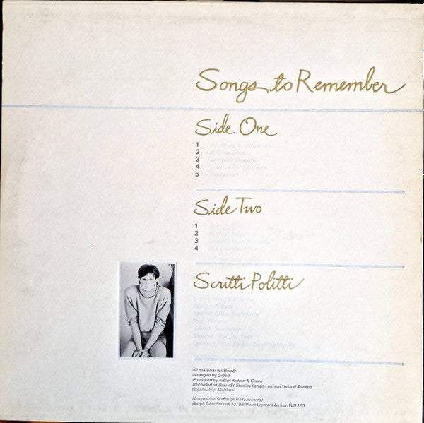 Scritti Politti : Songs To Remember (LP, Album, PRS)