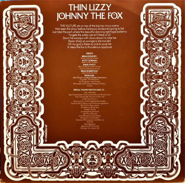 Thin Lizzy : Johnny The Fox (LP, Album, RE)