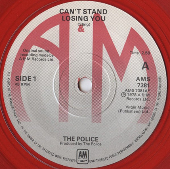 The Police : Can't Stand Losing You (7", RE, Red)
