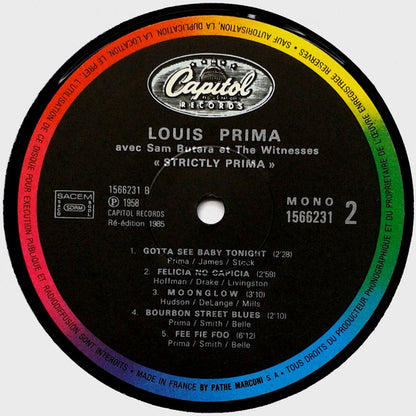 Louis Prima With Sam Butera And The Witnesses : Strictly Prima! (LP, Album, Mono, RE)