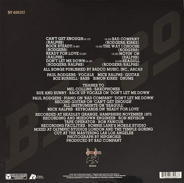 Bad Company (3) : Bad Company (2x12", Album, Ltd, Num, RE, RM, 180)